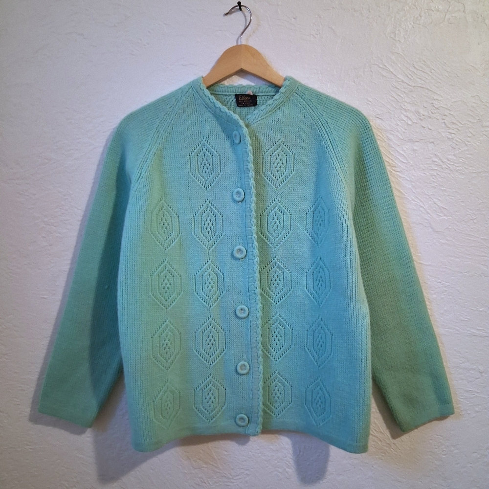 Vintage Mint Green Women's Cardigan Cottage Core